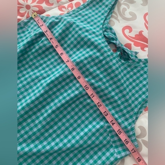J. Crew Factory Gingham Printed Bow-Back Tie Back Cotton Peplum Tank Top - Picture 7 of 9